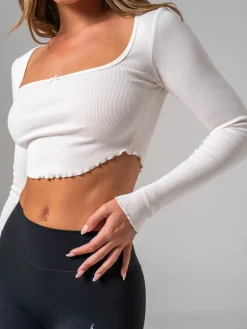 Women Ryderwear Bow Ribbed ong eeve Crop