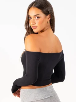 Women Ryderwear Ribbed Off houder ong eeve Top
