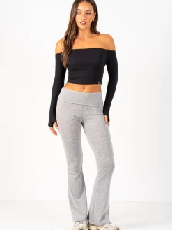 Women Ryderwear Ribbed Off houder ong eeve Top