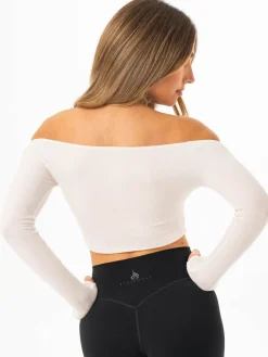 Women Ryderwear Ribbed Off houder ong eeve Top