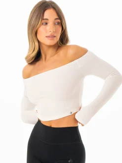 Women Ryderwear Ribbed Off houder ong eeve Top