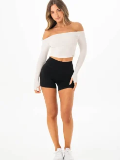 Women Ryderwear Ribbed Off houder ong eeve Top